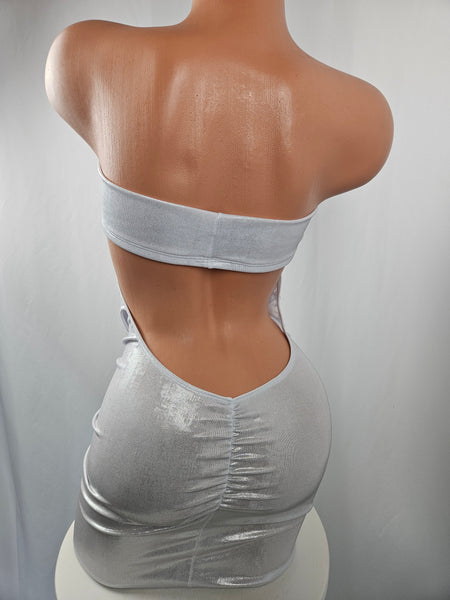 Strapless Cowl Drape Mini Dress