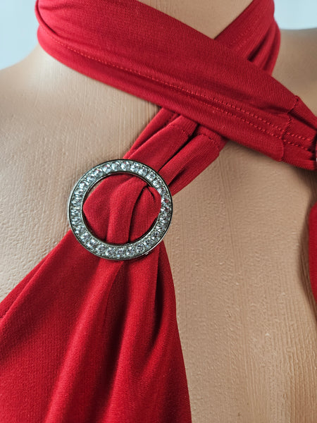 Red Drape Cowl Mini Dress