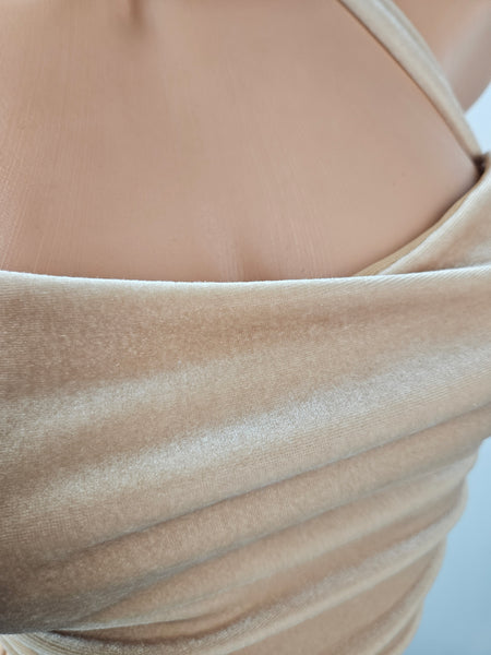 Velvet Drawstring Mini Dress w/ Matching Choker