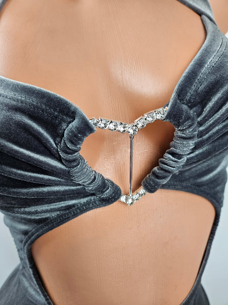 Charcoal Velvet Cut Out Dress