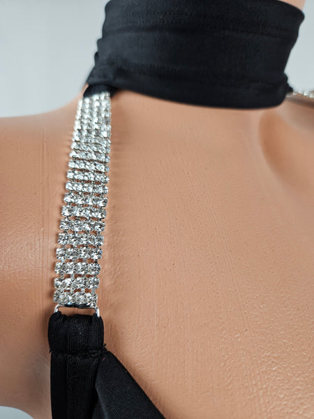 Black Gown w/ Rhinestone Accents