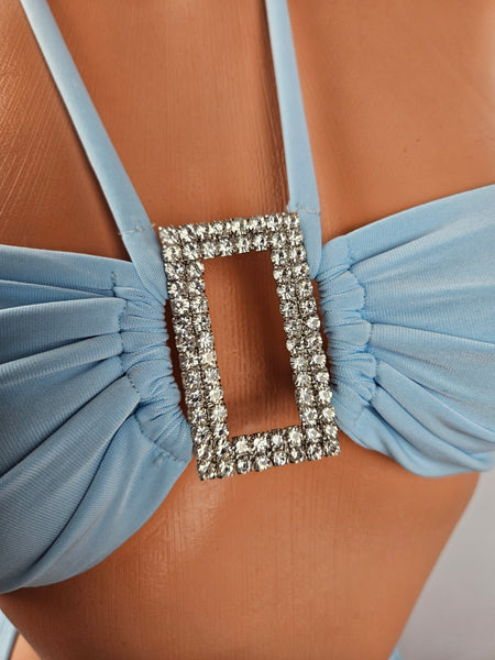 Baby Blue Cut Out Mini Dress (Small)