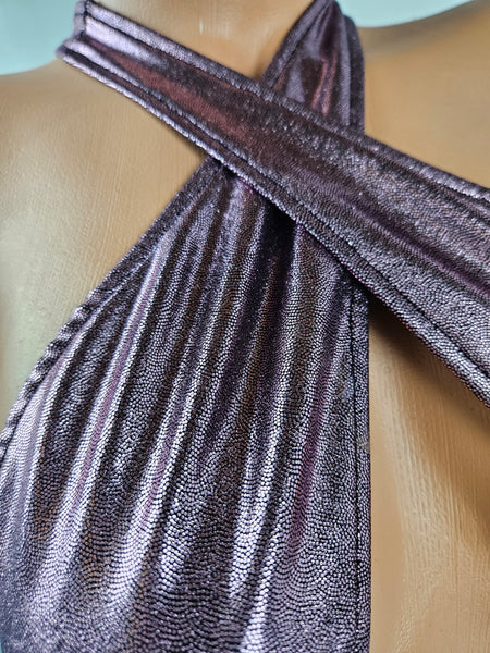 Metallic Wrap Top Monokini