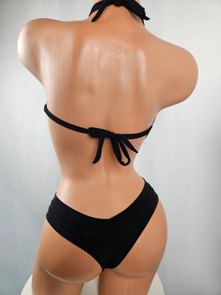 Cowl Drape Rhinestone Choker Romper