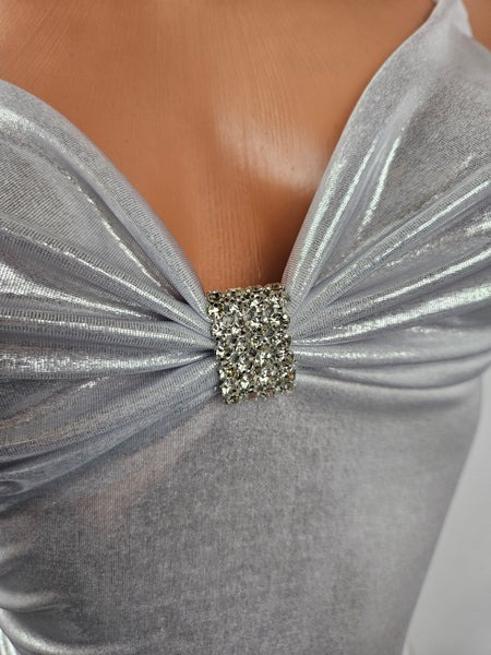 Metallic Silver Adjustable Drawstring Gown