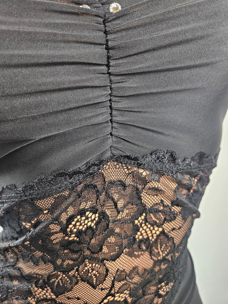 Strapless Mini Dress w/ Lace Panel