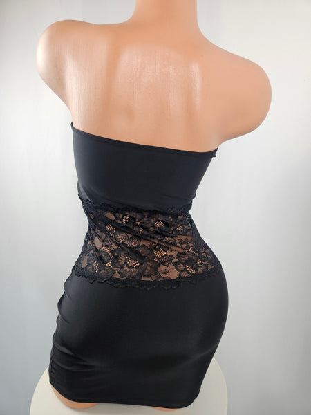 Strapless Mini Dress w/ Lace Panel