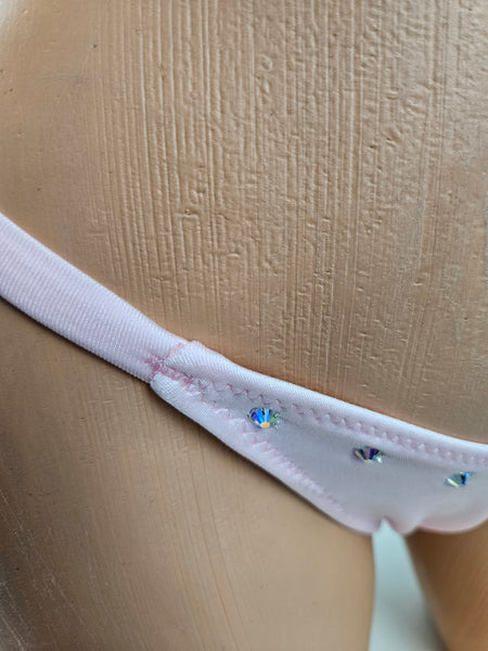 Rhinestone Thong Bikini w/ Bows