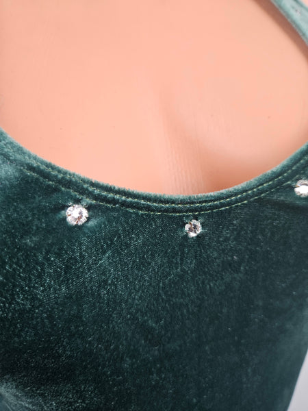 Green Velvet String Back Mini Dress