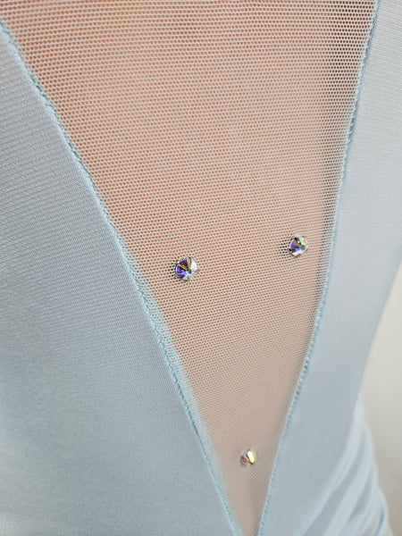 High Neck Mesh Insert Mini Dress