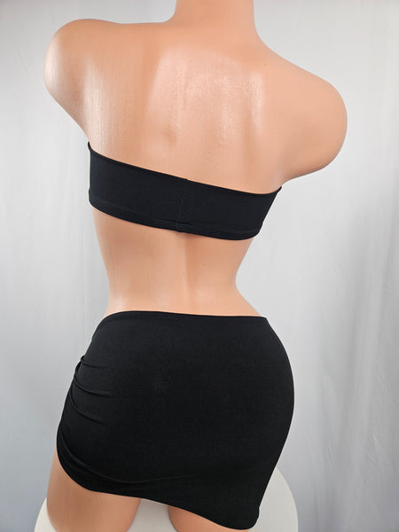 Drape Cowl Top Ring Skirt Set