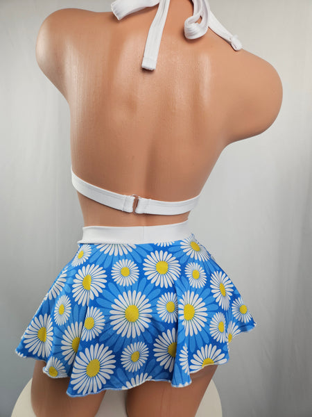 3 Piece Daisy Print Skirt Set
