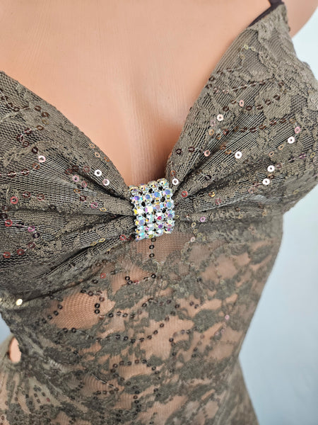 Sequin Lace Draw String Mini Dress