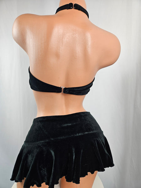 Black Velvet Skirt Set