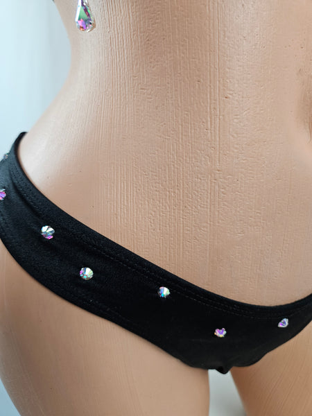 Low Cut Thong Bikini Outfit w/ Rhinestone Top