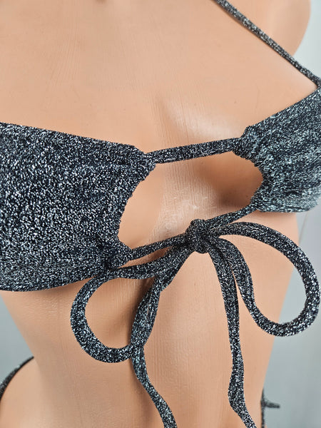 Metallic Tie Side Bikini