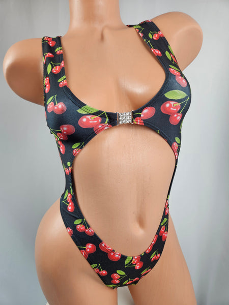 Cherry Print X Back Monokini