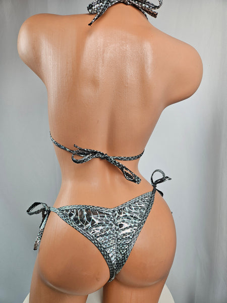Metallic Tie Side Bikini