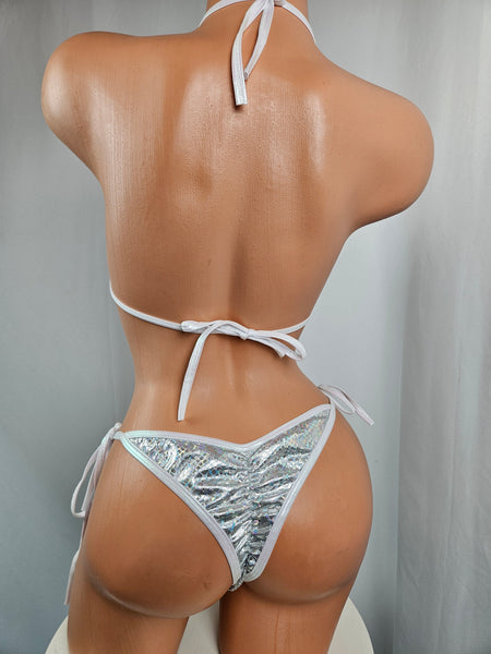 Metallic Tie Side Bikini