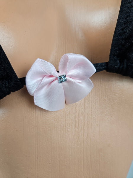 Black Thong Bikini w/ Bow Accents