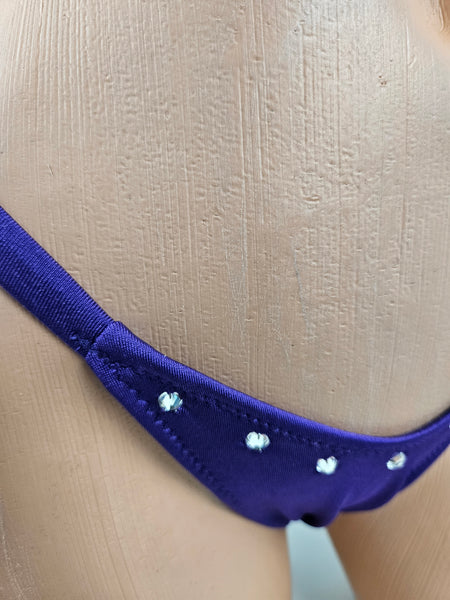 Purple Thong Bikini w/ Rhinestone Accent