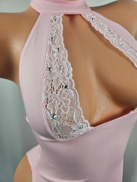 High Cut Gown w/ Lace Accents