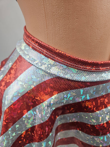 3 Piece Holographic Stars & Stripes Skirt Set