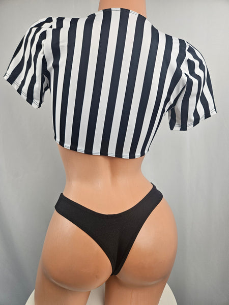 Referee Striped Thong Bikini Outfit