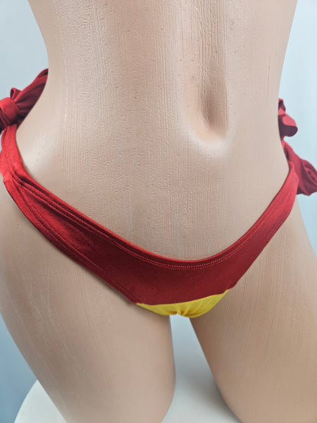 Red & Golden Yellow Tie Side Bikini