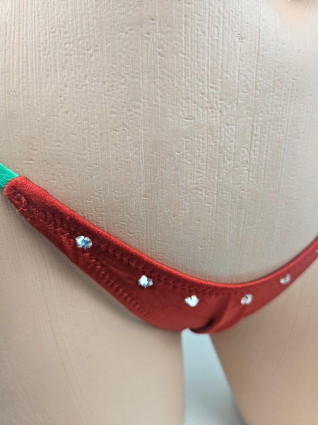 Green Red & White Tie Side Bikini
