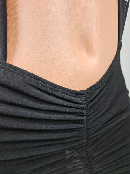Black & Silver Sequin Cut Out Mini Dress