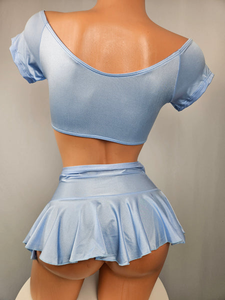 Cap Sleeve Lace Ruffle Skirt Set