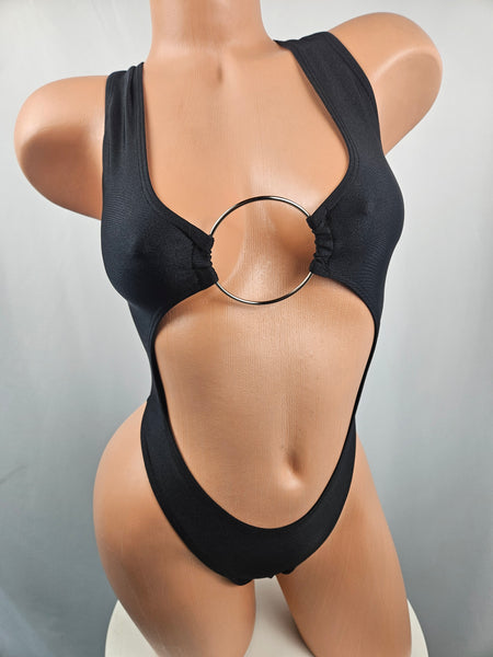 Black X Back Ring Monokini