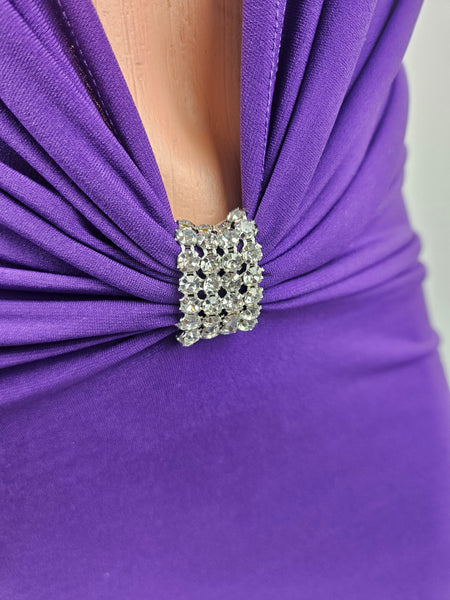Purple Plunge Mini Dress