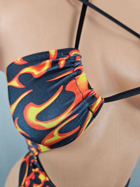 Flame Print Cut Out Monokini
