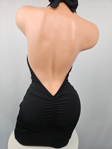 Black Cowl Mini Dress