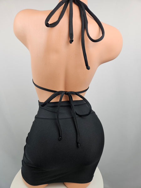 High Waist Black Skirt Set