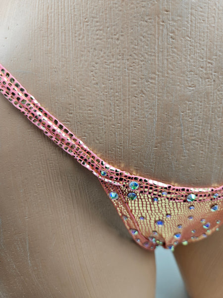 Candyland Crystal Tie Side Cut Out Top Thong Bikini
