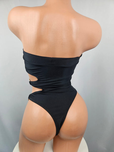 Strapless Black Double Ring Romper