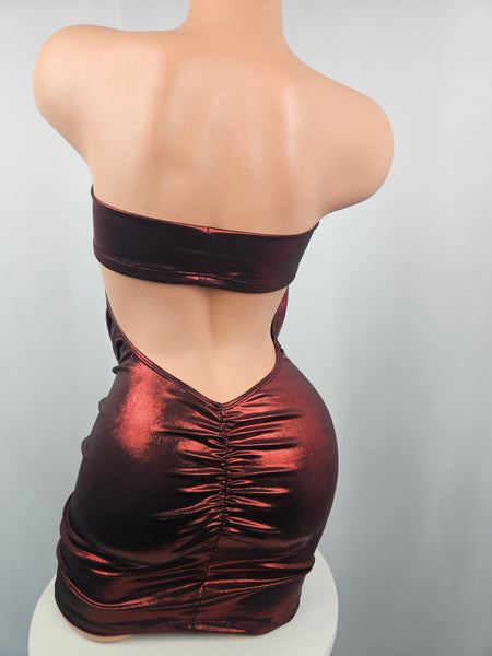 Strapless Cowl Drape Mini Dress