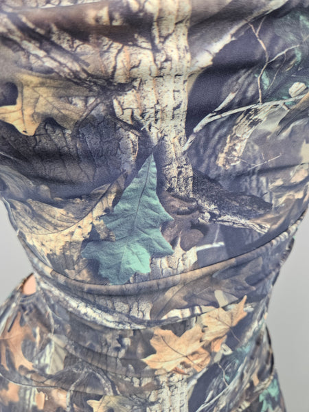 Camo Drawstring Halter Mini Dress