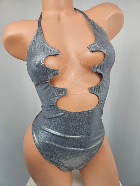 Lace Up Thong Back Romper