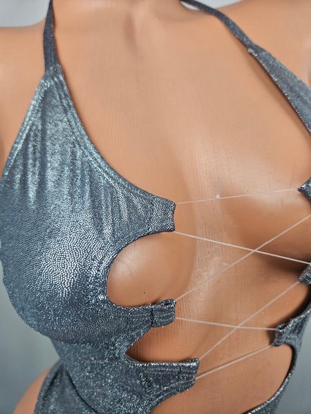 Lace Up Thong Back Romper