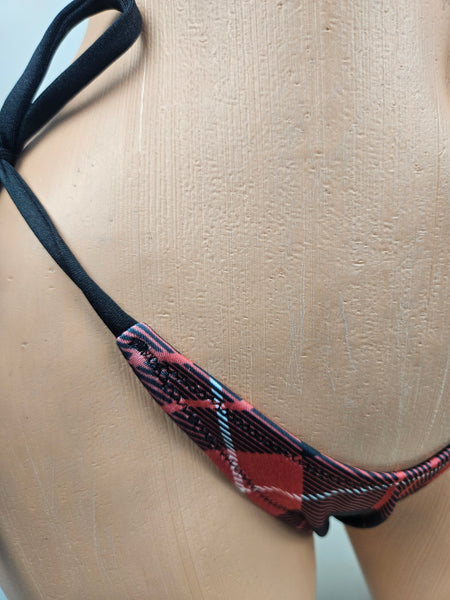 Plaid Tie Side Thong Bikini