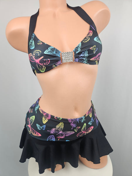 3 Piece Butterfly Skirt Set