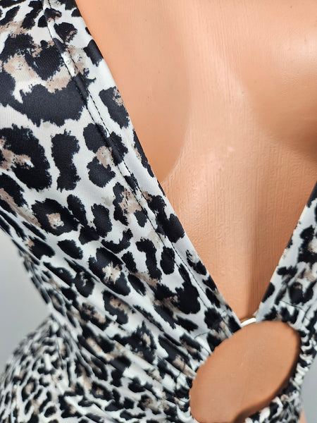 Animal Print Plunge Ring Romper
