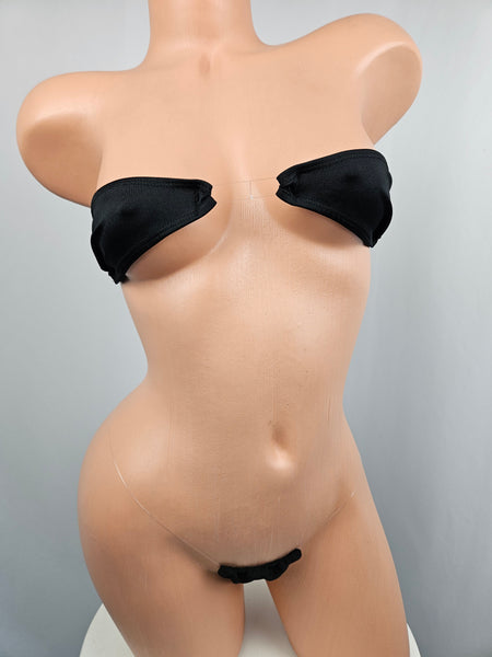 Black Barely There Bandeau Micro Thong Bikini