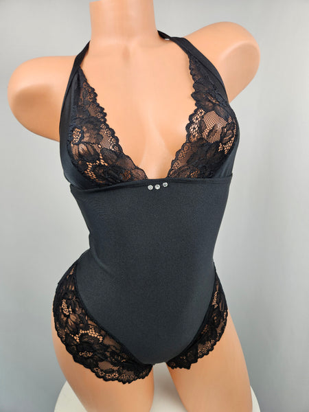 Black Romper w/ Lace Accents