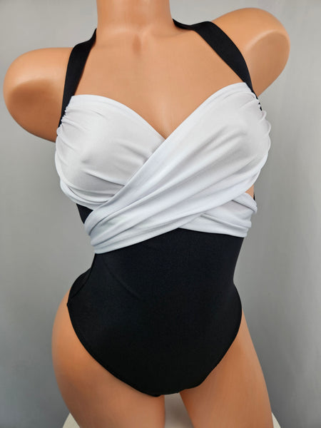 Black & White Wrap Top Romper