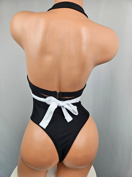 Black & White Wrap Top Romper